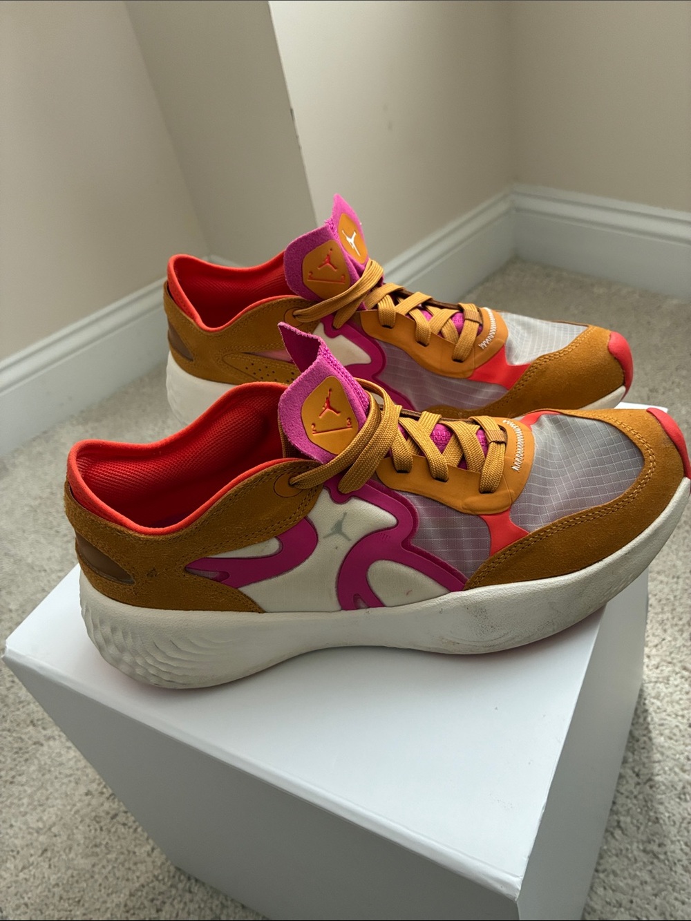 Jordan Women’s Low-Top Sneakers in Orange, Pink & White